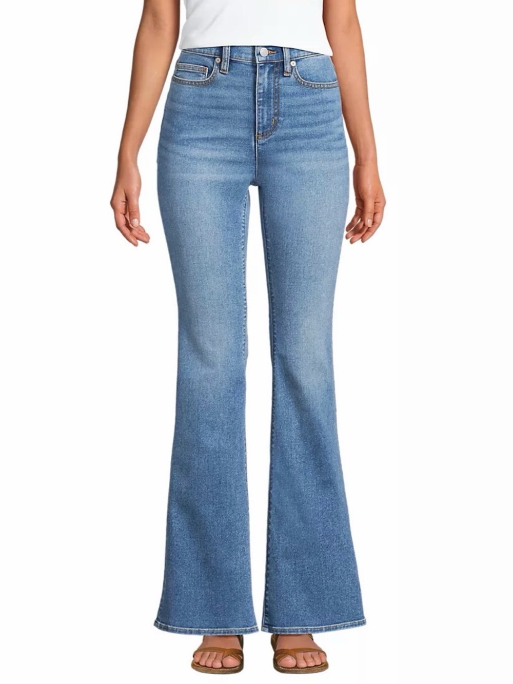 NEW Lands' End Beau Blue High-Rise Flare Jeans